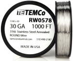 Stainless Steel Wire 30 AWG RW0578 - 1000 FT 4.31 oz SS 316L Non-Resistance AWG