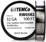 Stainless Steel Wire 32 AWG RW0582 - 100 FT 0.28 oz SS 316L Non-Resistance AWG