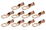 Bare Copper Ring Terminal - 6 AWG, 3/8" Hole (10 Pack)