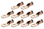 Bare Copper Ring Terminal - 4 AWG, 1/4" Hole (10 Pack)