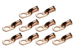 Bare Copper Ring Terminal - 4 AWG, 3/8" Hole (10 Pack)