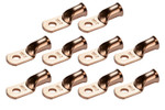 Bare Copper Ring Terminal - 2 AWG, 1/4" Hole (10 Pack)