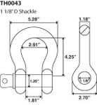 1 1/8" D Ring Bow Shackle Screw Pin Clevis 9.5 Ton