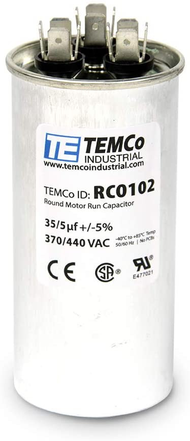 TEMCo Dual Run Capacitor 60+7.5 Uf 370/440V For HVAC & Electric Motor Replacement