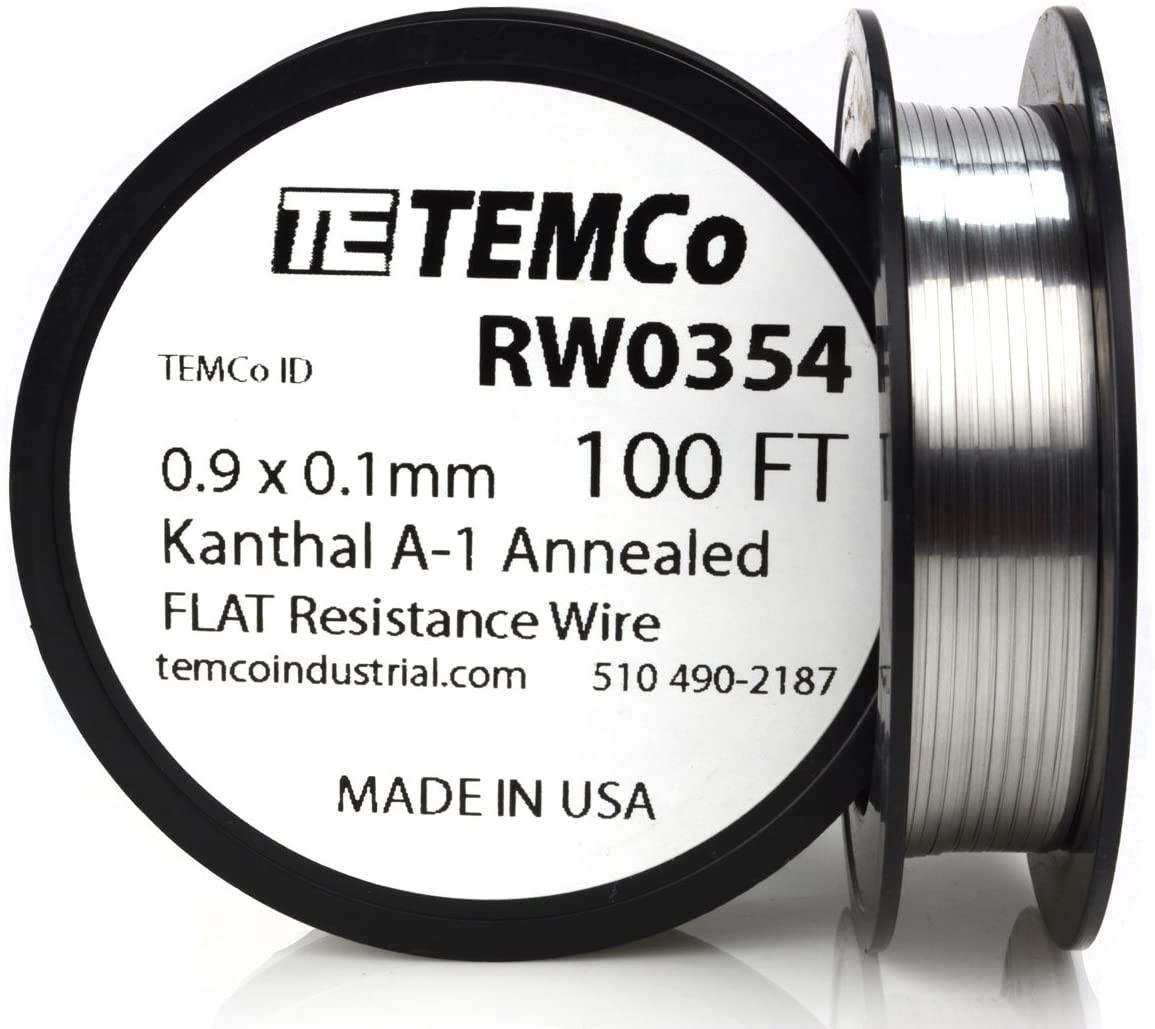 0.9 x 0.1 mm 100 ft Kanthal A1 flat ribbon resistance wire. TEMCo