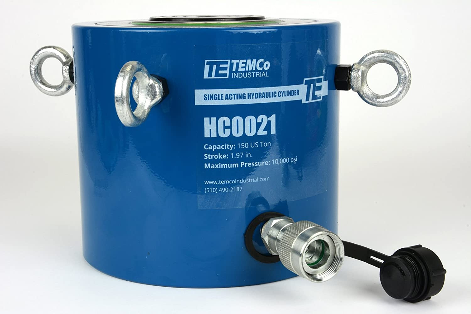 TEMCo HC0015 Hydraulic Cylinder Ram – 50 Ton Capacity, 2-Inch Stroke, Single Acting