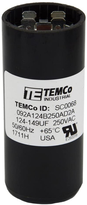 TEMCo 124-149 uF MFD CD60 Start Capacitor 165V AC Round | 50