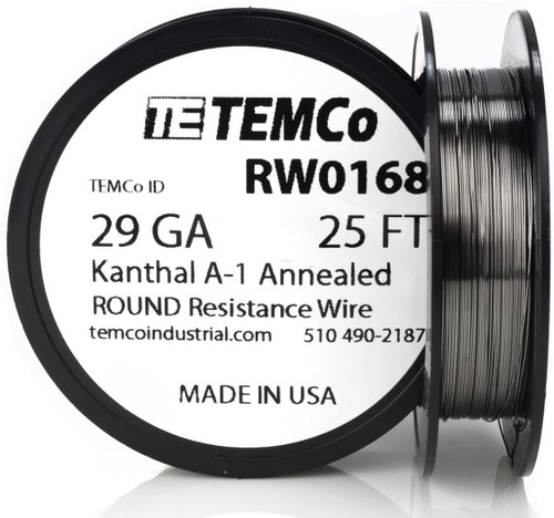 29 AWG 25 ft Kanthal A-1 round resistance wire.