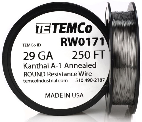 29 AWG 250 ft Kanthal A-1 round resistance wire.