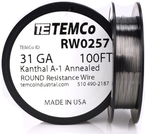 31 AWG 100 ft Kanthal A-1 round resistance wire.