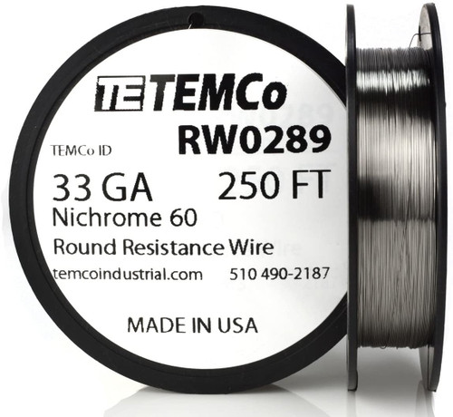 TEMCo Nichrome 60 series wire 36 Gauge 250 Ft Resistance AWG ga 