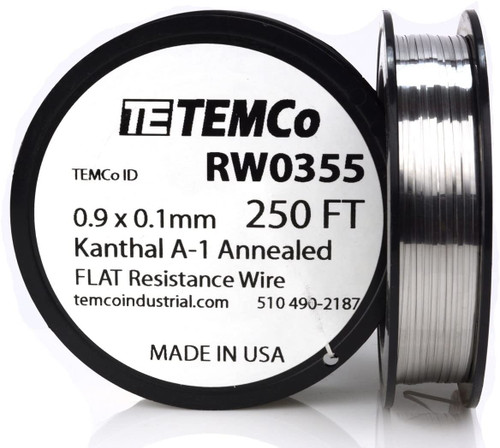 0.9 x 0.1 mm 25 ft Kanthal A-1 flat ribbon resistance wire