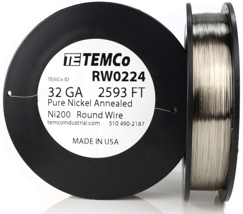 Pure Nickel Wire 32 AWG RW0224 - 8 oz 2593 ft Nickel 200 Ni200 Non-Resistance