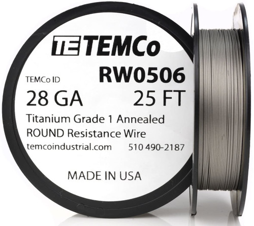 Titanium Wire 28 AWG RW0506 - 25 FT 0.1 oz Surgical Grade 1 Non-Resistance AWG