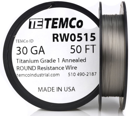 Titanium Wire 30 AWG RW0515 - 50 FT 0.12 oz Surgical Grade 1 Non-Resistance AWG