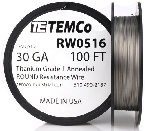 Titanium Wire 30 AWG RW0516 - 100 FT 0.25 oz Surgical Grade 1 Non-Resistance AWG