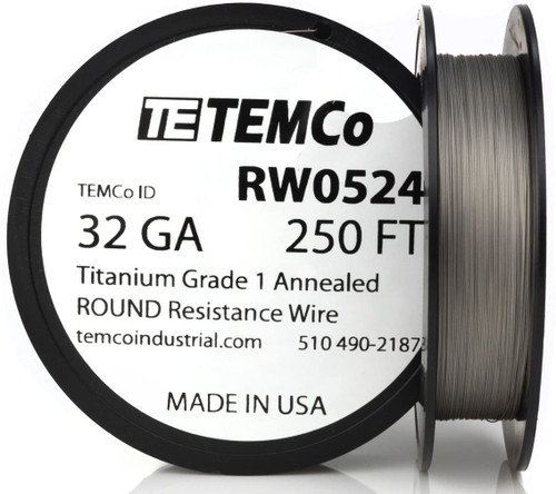 Titanium Wire 32 AWG RW0524 - 250 FT 0.39 oz Surgical Grade 1 Non-Resistance AWG