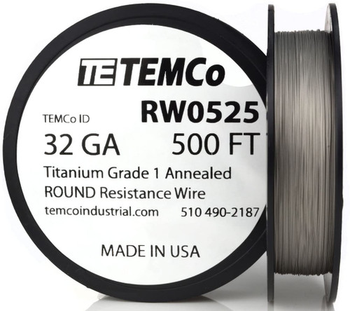 Titanium Wire 32 AWG RW0525 - 500 FT 0.79 oz Surgical Grade 1 Non-Resistance AWG