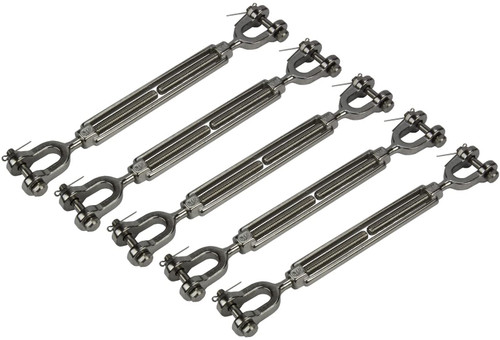 5/16" Jaw and Jaw Turnbuckle Open Body 316 Stainless Steel for Sailboat Rigging (5 Pcs)