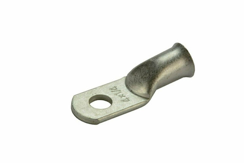 Tin Plated Copper Ring Terminal - 4 AWG, 1/4" Hole (100 Pack)