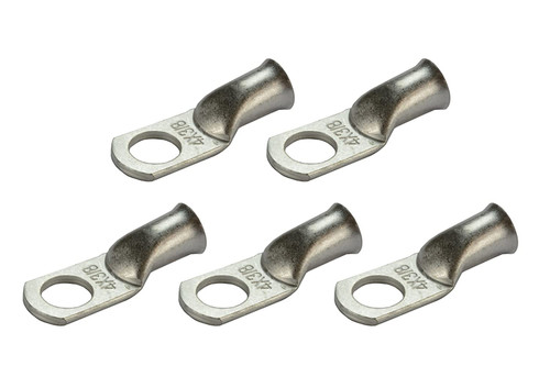 Tin Plated Copper Ring Terminal - 4 AWG, 3/8" Hole (5 Pack)