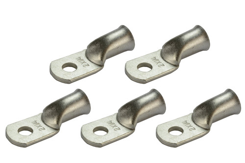 Tin Plated Copper Ring Terminal - 2 AWG, 1/4" Hole (5 Pack)