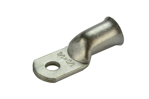 Tin Plated Copper Ring Terminal - 1/0 AWG, 1/4" Hole (25 Pack)