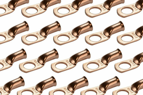 Bare Copper Ring Terminal - 6 AWG, 3/8" Hole (100 Pack)