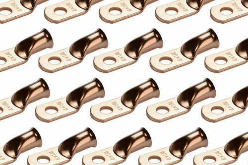 Bare Copper Ring Terminal - 4 AWG, 1/4" Hole (100 Pack)