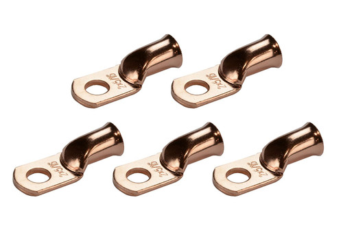 Bare Copper Ring Terminal - 2 AWG, 5/16" Hole (5 Pack)