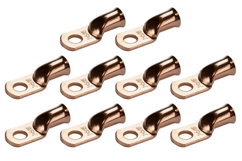Bare Copper Ring Terminal - 2 AWG, 5/16" Hole (10 Pack)