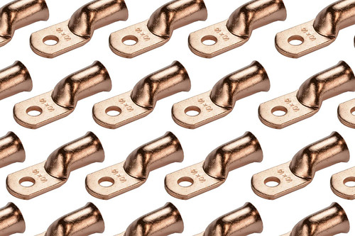 Bare Copper Ring Terminal - 1/0 AWG, 1/4" Hole (25 Pack)