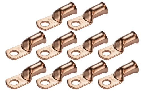 Bare Copper Ring Terminal - 2/0 AWG, 3/8" Hole (10 Pack)