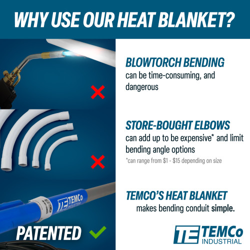 TEMCo TH4001 Conduit Heat Blanket Bender 1/2" - 1 1/2" PVC