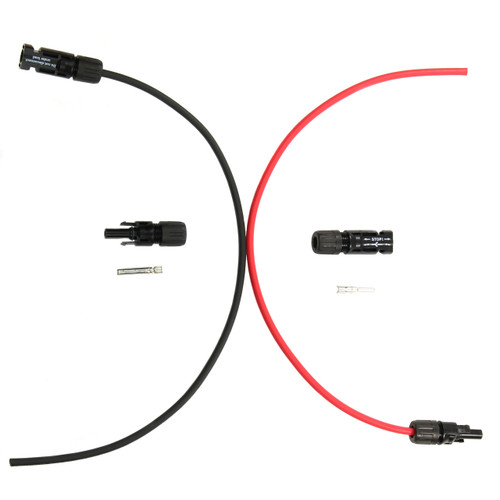 TEMCo 12 AWG Solar Wire Extension Cable, 1 Ft Red + 1 Ft Black, Staubli MC4 Connectors Pre-Installed on One End