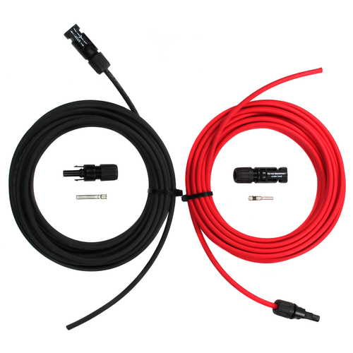 TEMCo 12 AWG Solar Wire Extension Cable, 40 Ft Red + 40 Ft Black, Staubli MC4 Connectors Pre-Installed on One End