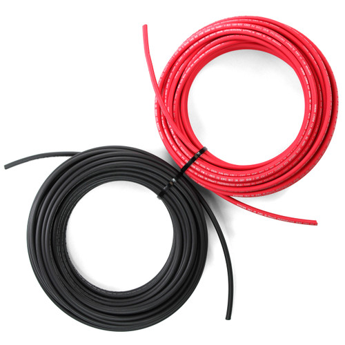 TEMCo 10 AWG Solar PV Wire,  30 Ft Black + 30 Ft Red,  Bare Copper - Made in USA