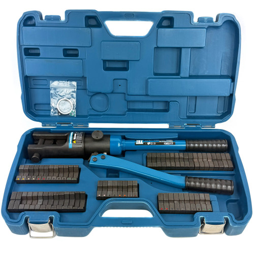 TH0005 V2.0 Hydraulic Cable Lug Crimper  (11 US TON) 10 AWG to 600 MCM Electrical Terminal Cable Wire Tool Kit with 32 Die Sets