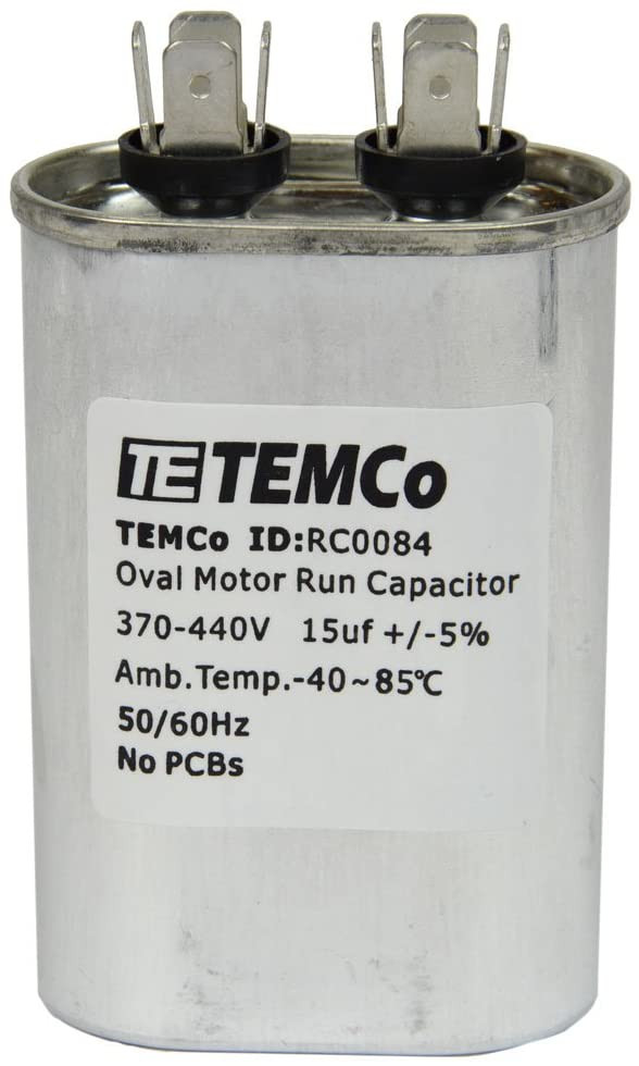 AC Electric Motor Run Capacitor RC0084 - 15 uf (mfd) 440 VAC Oval HVAC