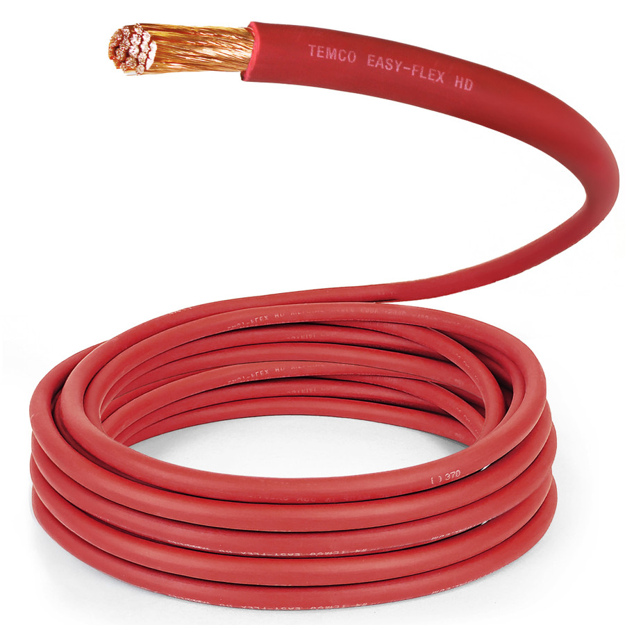 TEMCo 4/0 Gauge AWG 10 Ft Red Flexible Pure Copper Made in USA Welding Cable Battery Wire - Heavy Duty Solar, Inverter, Car, RV, Truck