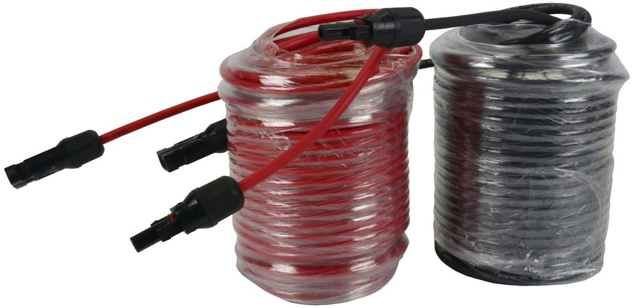 10 AWG Solar Wire Extension 100 Ft Black + 100 Ft Red with Staubli MC4 Connectors - Made in USA