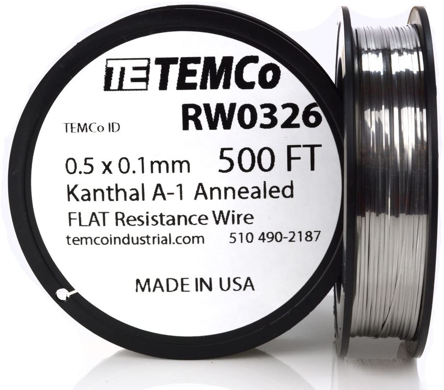 0.5 x 0.1 mm 500 ft Kanthal A-1 flat ribbon resistance wire.