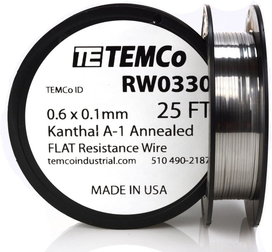 0.6 x 0.1 mm 25 ft Kanthal A-1 flat ribbon resistance wire.