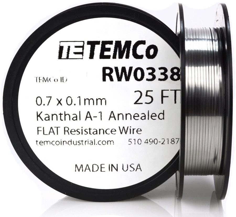 0.7 x 0.1 mm 25 ft Kanthal A-1 flat ribbon resistance wire.