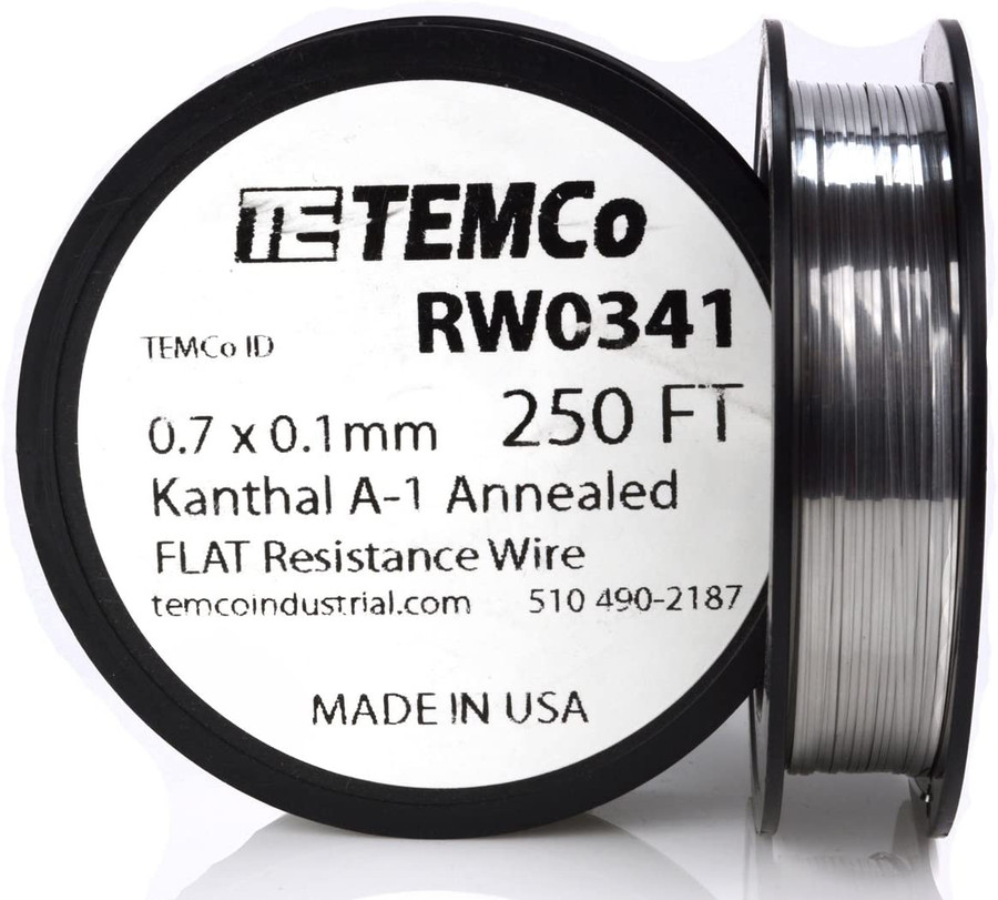 0.7 x 0.1 mm 250 ft Kanthal A-1 flat ribbon resistance wire.