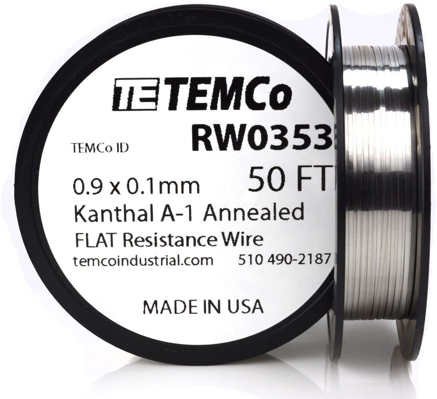 0.9 x 0.1 mm 50 ft Kanthal A-1 flat ribbon resistance wire.