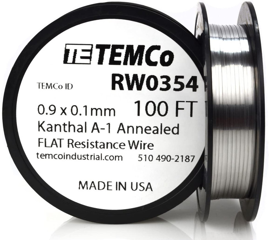 0.9 x 0.1 mm 100 ft Kanthal A-1 flat ribbon resistance wire.