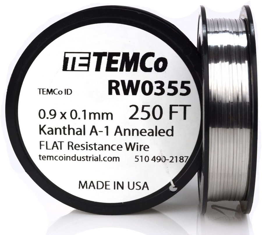 0.9 x 0.1 mm 250 ft Kanthal A-1 flat ribbon resistance wire.