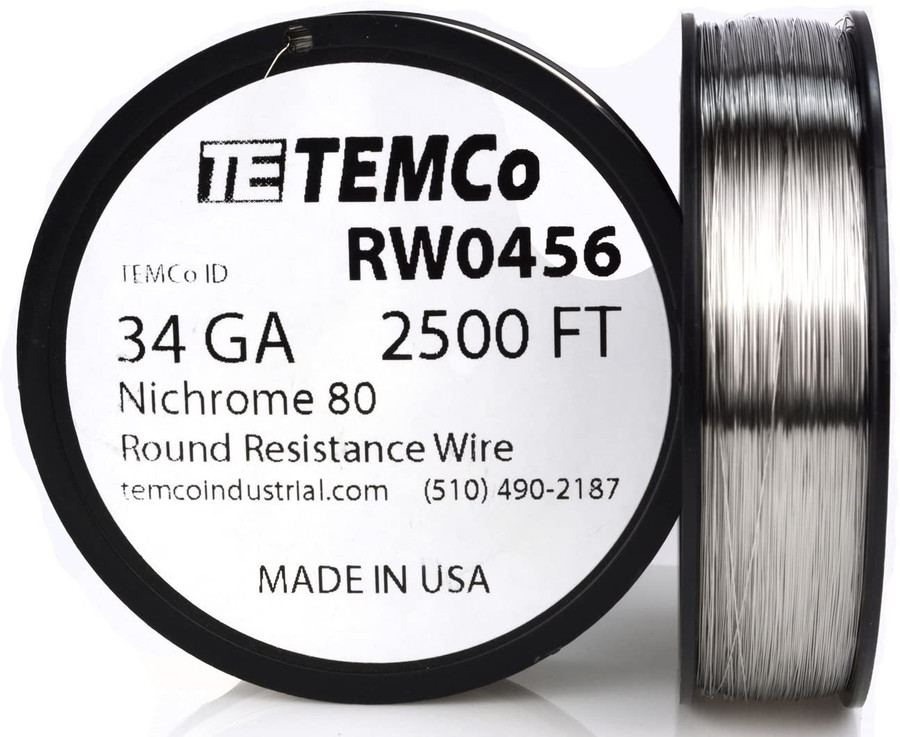 34 AWG 2500 ft Nichrome 80 resistance wire.