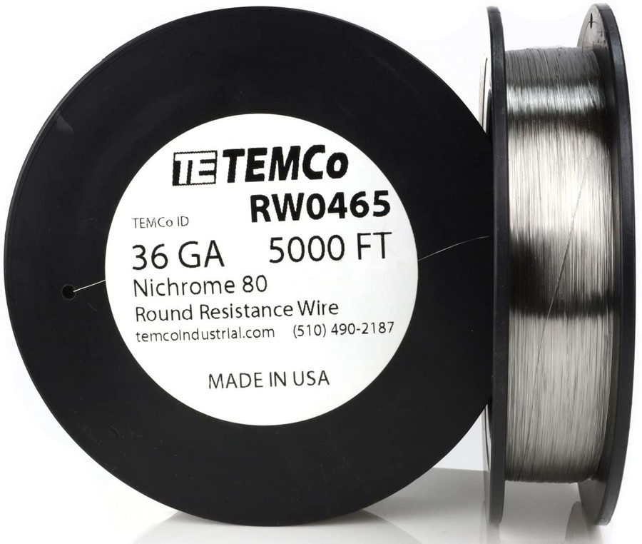 36 AWG 5000 ft Nichrome 80 resistance wire.
